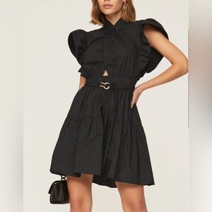 Derek Lam 10 Crosby Black Finn Ruffle Wrap Dress